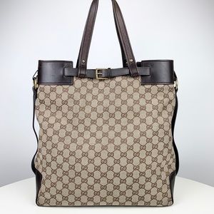 GUCCI Monogram Buckle Tote Bag